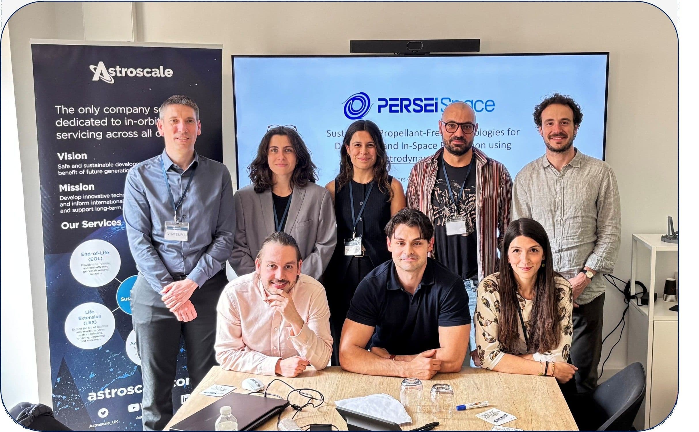The ECO-Tethers consortium at the Concept Key Point meeting, Astroscale facilities, Toulouse